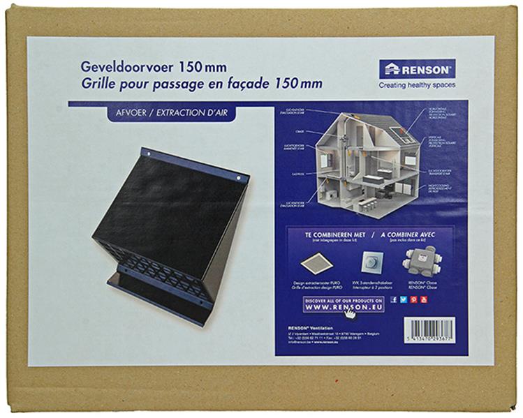 Renson 1053826 - geveldoorvoer zwart dia 150 | 1 stuks
