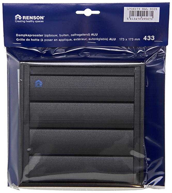 Renson 1057984 - dampkaprooster 433 (173x173) ral 9005 zwart | 2 stuks