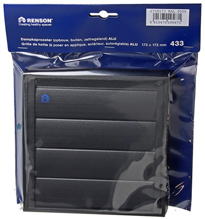 Renson 1057984 - dampkaprooster 433 (173x173) ral 9005 zwart | 2 stuks