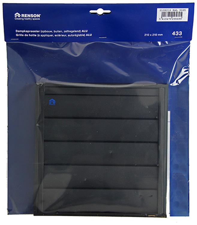 Renson 1057985 - dampkaprooster 433 (210x210) ral 9005 zwart | 2 stuks