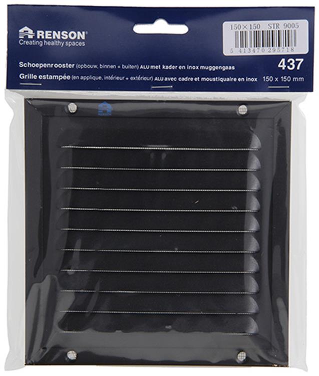 Renson 1057986 - opbouw schoepenr kader gaas 437 (150x150) ral 9005 zwart | 2 stuks