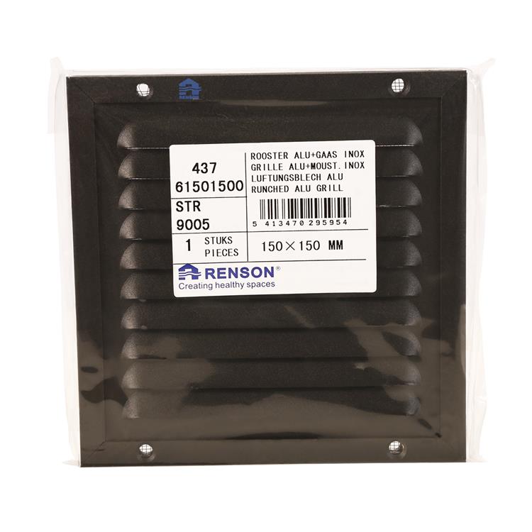 Renson 1058002 - opbouw schoepenr kader gaas 437 (150x150) ral 9005 zwart | 2 stuks