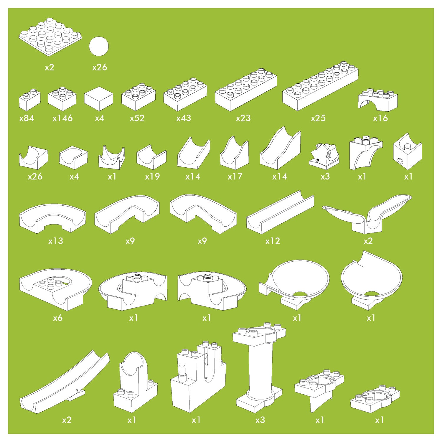 Hubelino knikkerbaan mega bouwset, 585dlg.