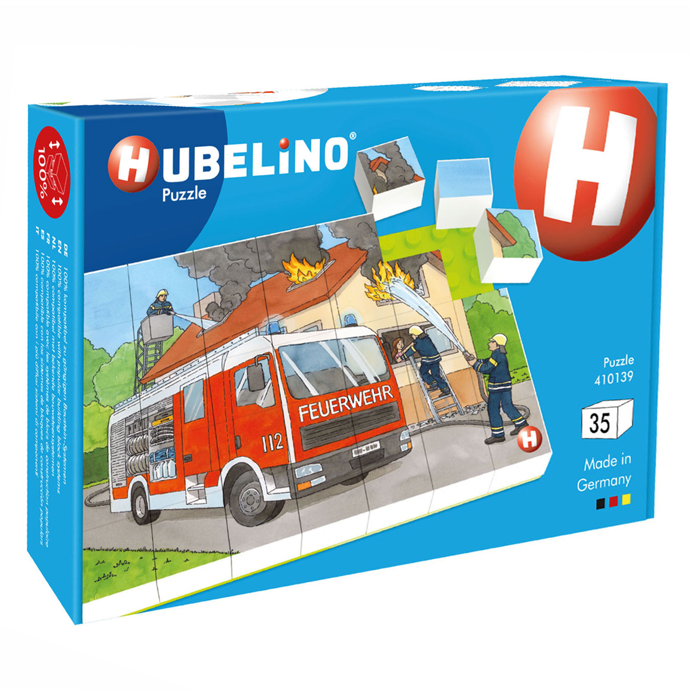 Hubelino blokpuzzel brandweerman, 35st.