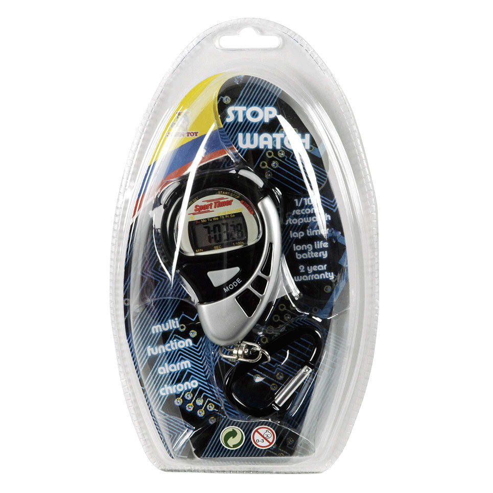 Johntoy sports actieve stopwatch aan karabijnhaak