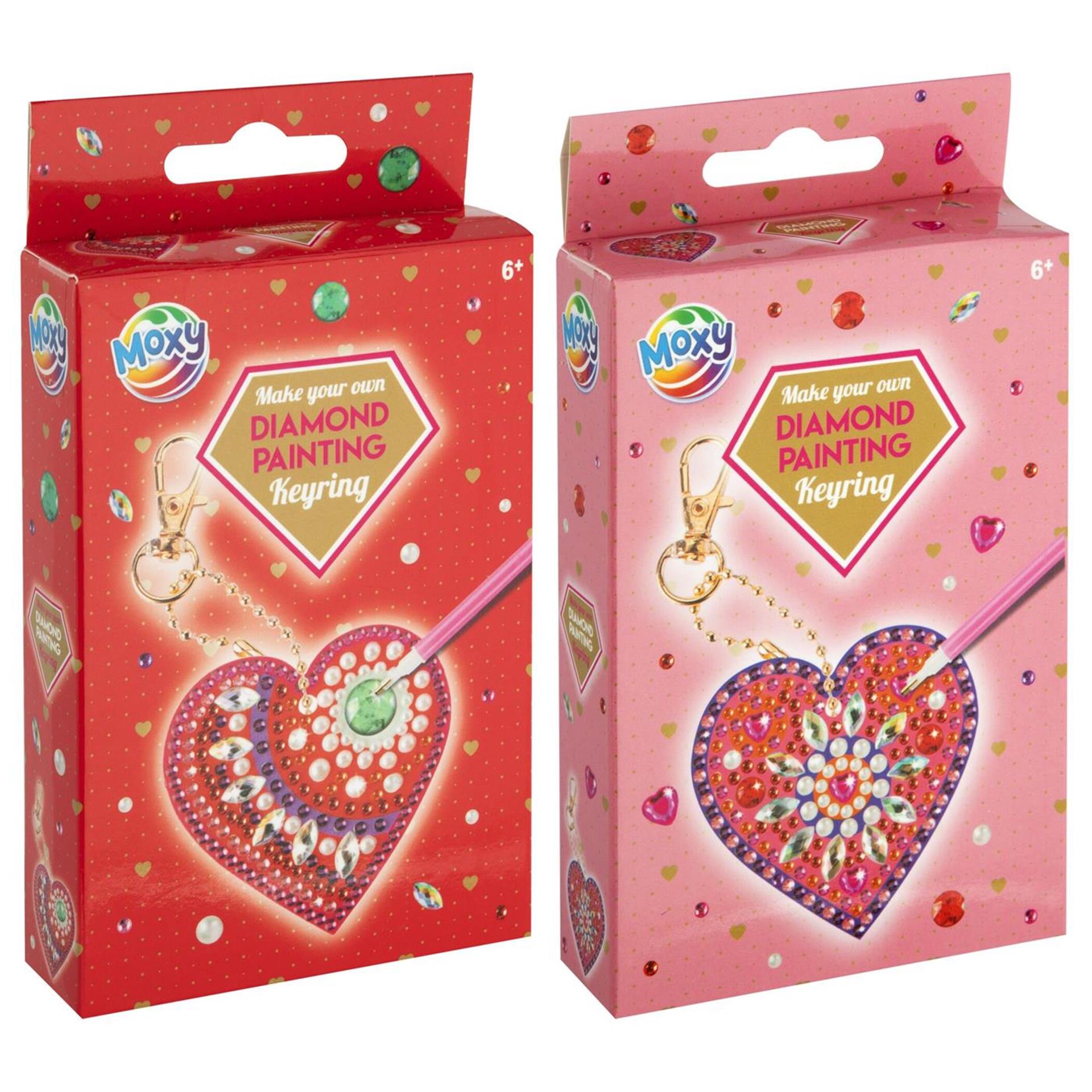 Creatieve knutselgroep diamant schilderij sleutelhanger hart 2 assorti