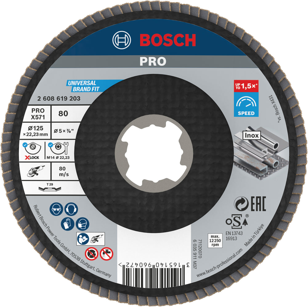 Bosch accessoires x-lock lamellenschijf best for metal schuin, glasvezel, ø125mm, g 80, x571 - 1 stuk(s) - 2608619203