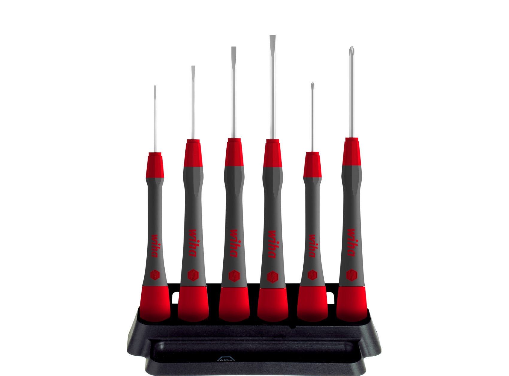 Wiha fijnschroevendraaierset picofinish (grijs rood, 7-delig, incl. houder)