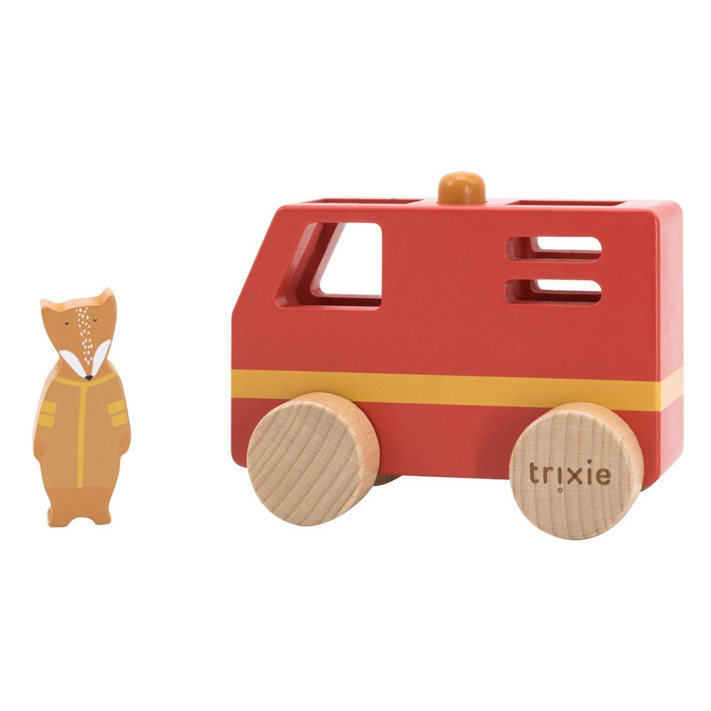 Trixie houten dieren brandweerwagen klein