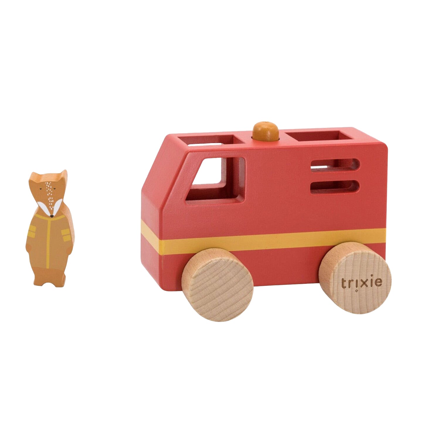 Trixie houten dieren brandweerwagen klein
