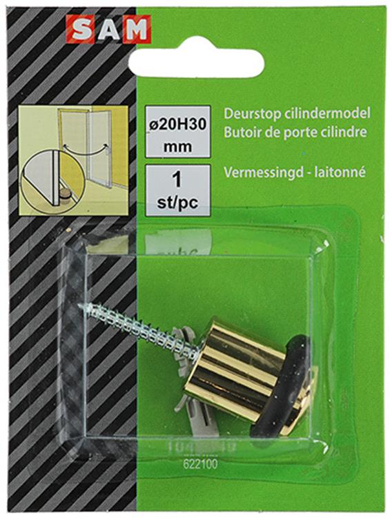 Mack 1047649 - deurstop cilindermodel vermessingd ø 20h30 mm 1 st pc | 6 stuks