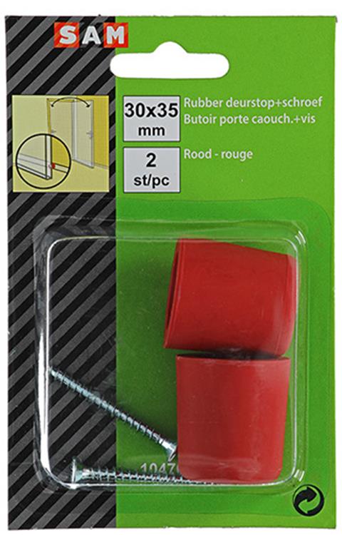 Mack 1047653 - deurstop rubber + schroef rood 30 x 35 mm 2 st pcs | 6 stuks