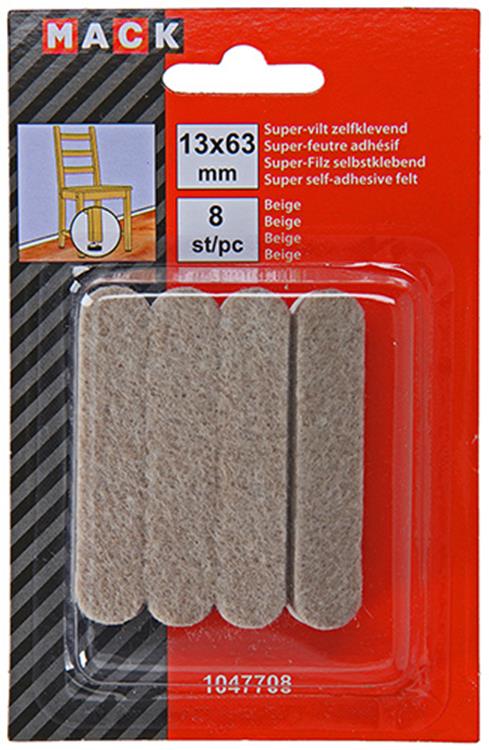 Mack 1047708 - super-vilt zelfklevend beige 13 x 63 mm 8 st pcs | 12 stuks