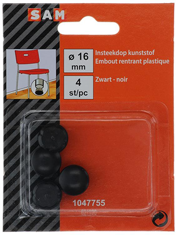 Mack 1047755 - insteekdop kunstsstof zwart ø 16 mm 4 st pcs | 6 stuks