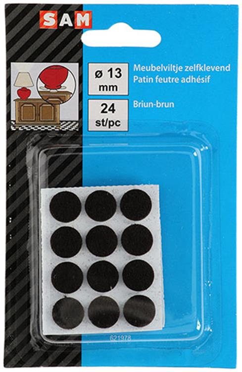 Mack 1047664 - meubelviltje zelfklevend bruin ø 13 mm 24 st pcs | 12 stuks