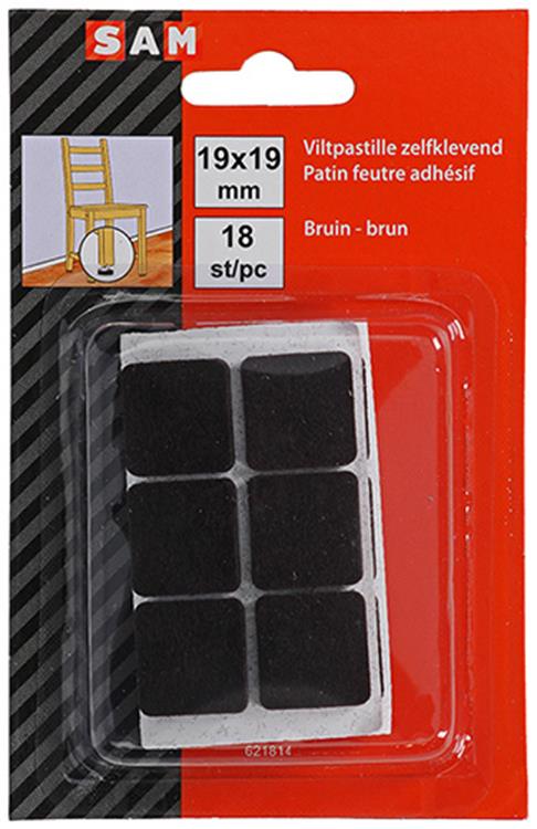 Mack 1047710 - viltpastille zelfklevend bruin 19 x 19 mm 18 st pcs | 12 stuks