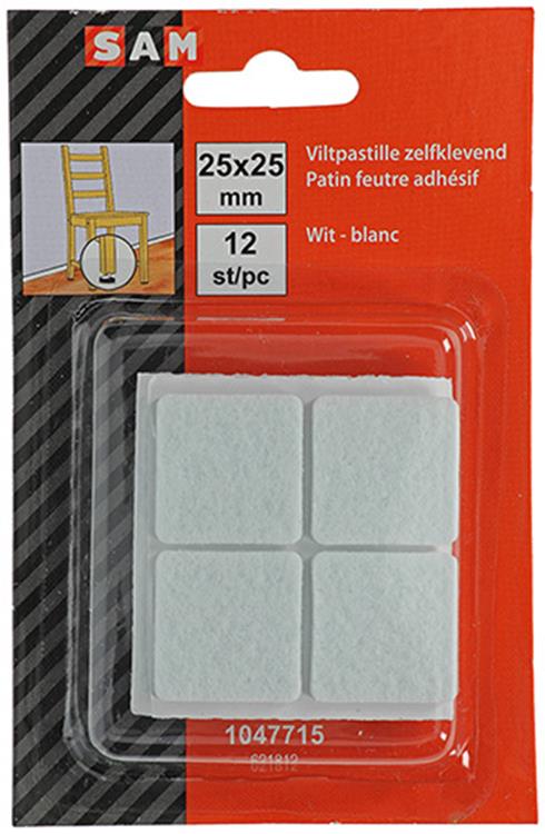 Mack 1047715 - viltpastille zelfklevend wit 25 x 25 mm 12 st pcs | 12 stuks