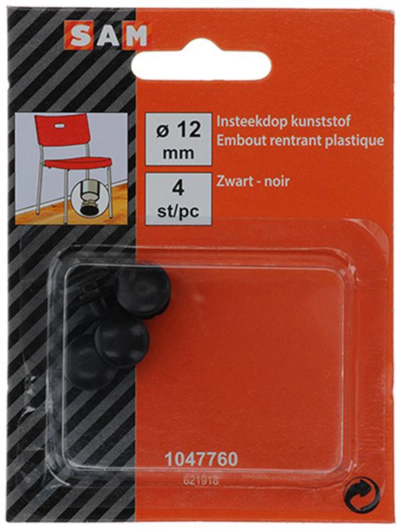 Mack 1047760 - insteekdop kunstsstof zwart ø 12 mm 4 st pcs | 6 stuks