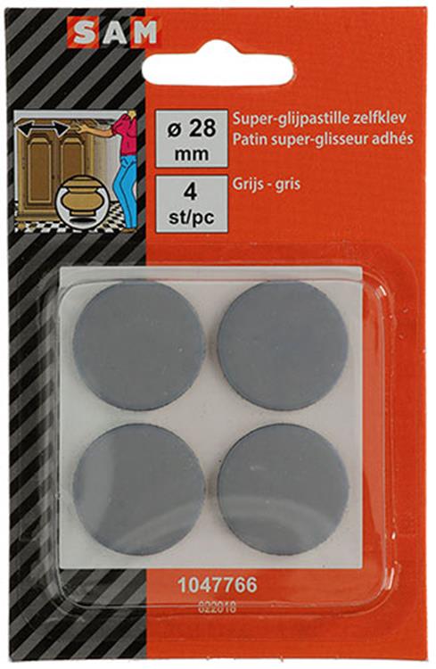 Mack 1047766 - super glijpastille zelfklevendgrijs ø 28 mm 4 st pcs | 12 stuks