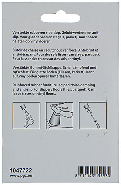 Mack 1047722 - stoeldop rubber + schroef zwart ø 23 mm 8 st pcs | 6 stuks