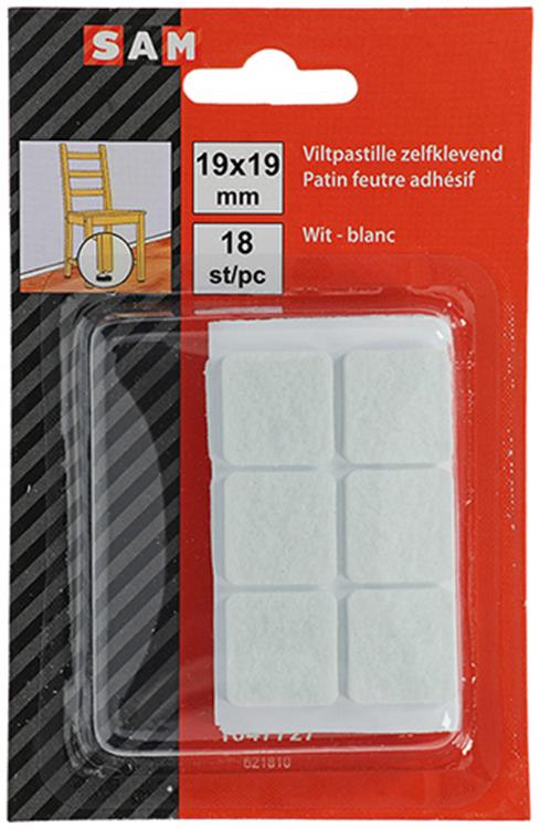 Mack 1047727 - viltpastille zelfklevend wit 19 x 19 mm 18 st pcs | 12 stuks