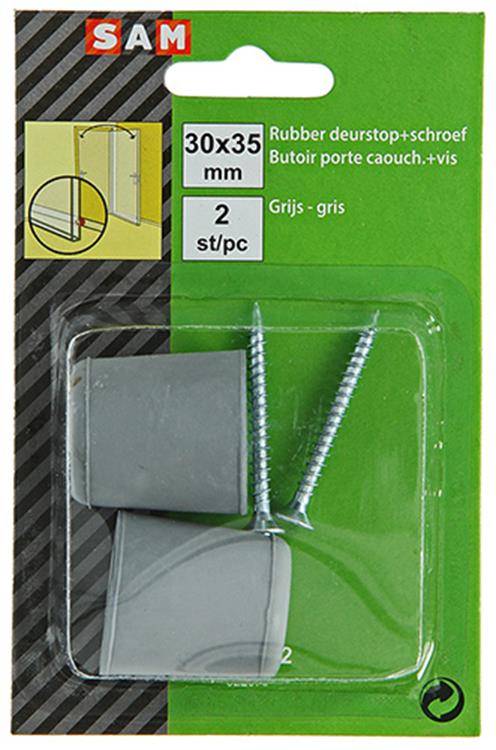 Mack 1047632 - deurstop rubber + schroef grijs 30 x 35 mm 2 st pcs | 6 stuks