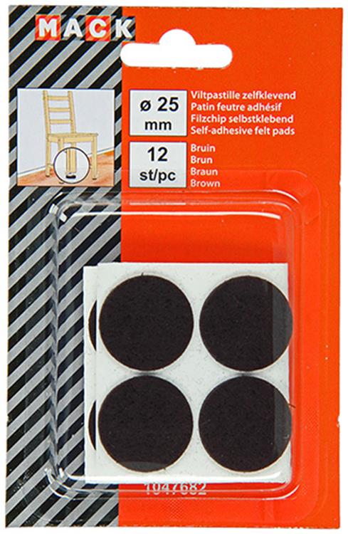 Mack 1047682 - viltpastille zelfklevend bruin ø 25 mm 12 st pcs | 12 stuks
