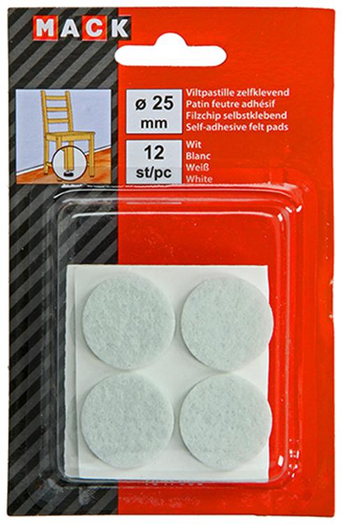 Mack 1047685 - viltpastille zelfklevend wit ø 25 mm 12 st pcs | 12 stuks
