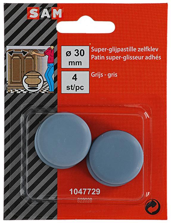Mack 1047729 - super glijpastille zelfklevendgrijs ø 30 mm 4 st pcs | 12 stuks