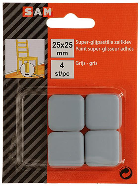 Mack 1047735 - super glijpastille zelfklevendgrijs 25 x 25 mm 4 st pcs | 12 stuks