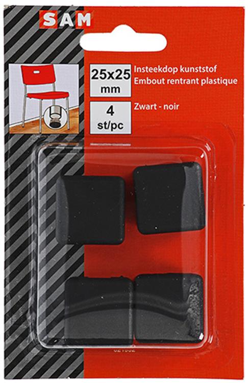 Mack 1047738 - insteekdop kunstsstof zwart 25 x 25 mm 4 st pcs | 6 stuks