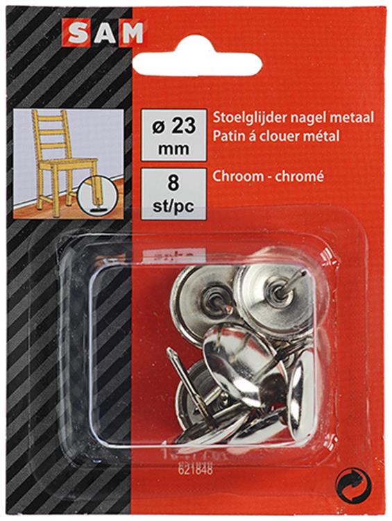 Mack 1047786 - 8st stoelglijder met nagel metaal 23mm | 6 stuks