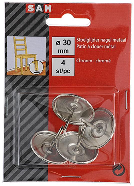 Mack 1047787 - stoelglijder nagel metaal chroom ø 30 mm 4 st pcs | 6 stuks