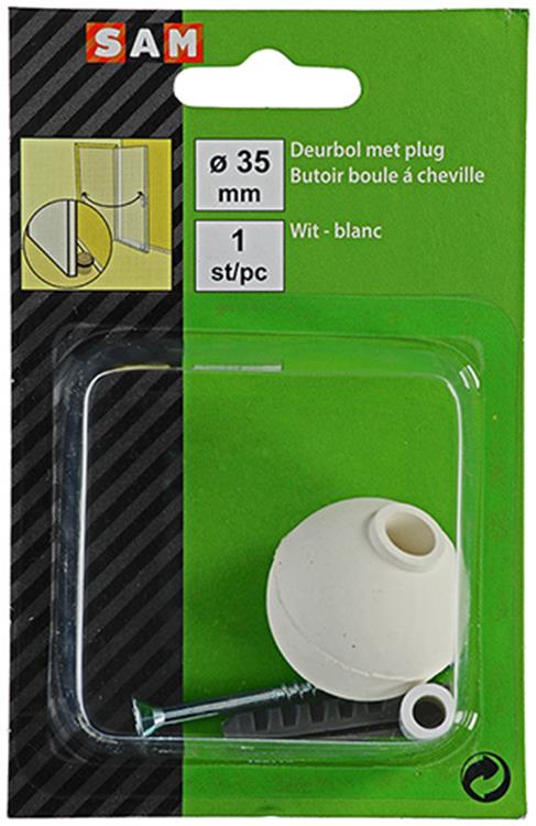Mack 1047648 - deurbol met plug wit ø 35 mm 1 st pc | 6 stuks