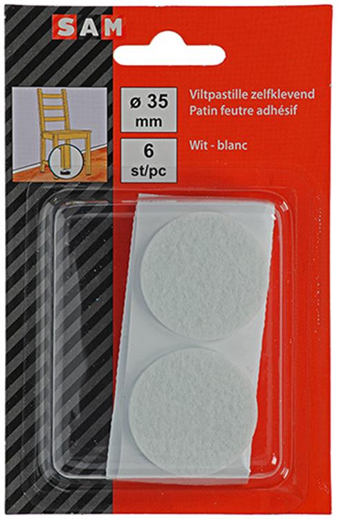 Mack 1047690 - viltpastille zelfklevend wit ø 35 mm 6 st pcs | 12 stuks