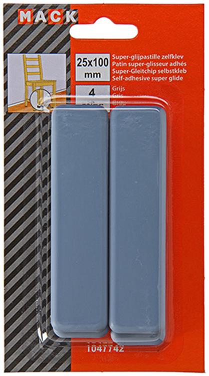 Mack 1047742 - super glijpastille zelfklevendgrijs 25 x 100 mm 4 st pcs | 12 stuks