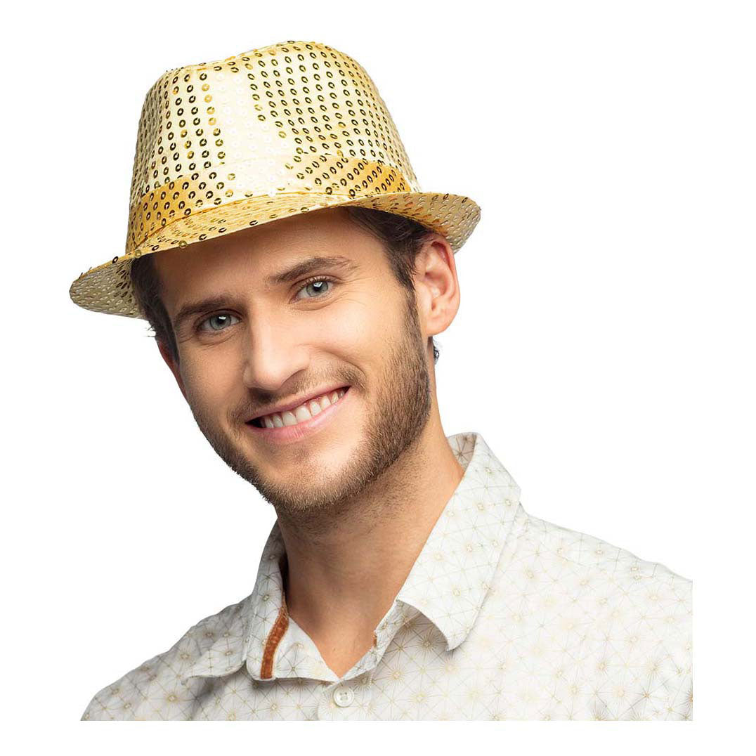 Boland hoed popster pailletten goud