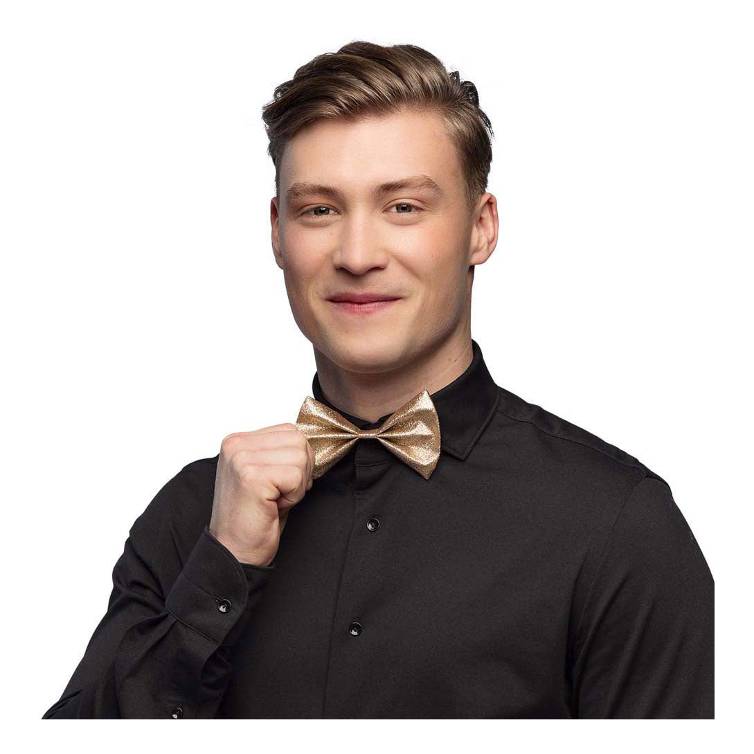 Boland vlinderstrik glitter goud