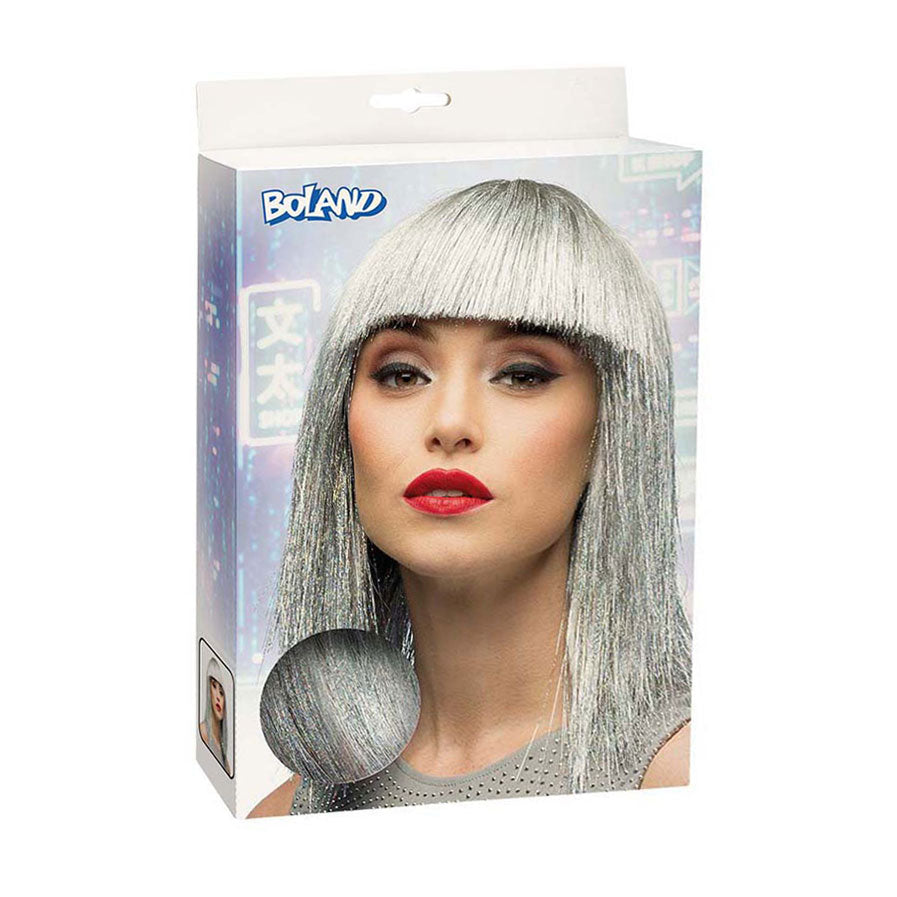 Boland pruik crazy zilver
