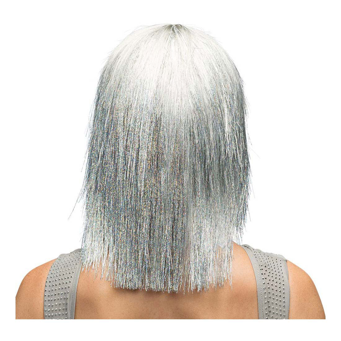 Boland pruik crazy zilver