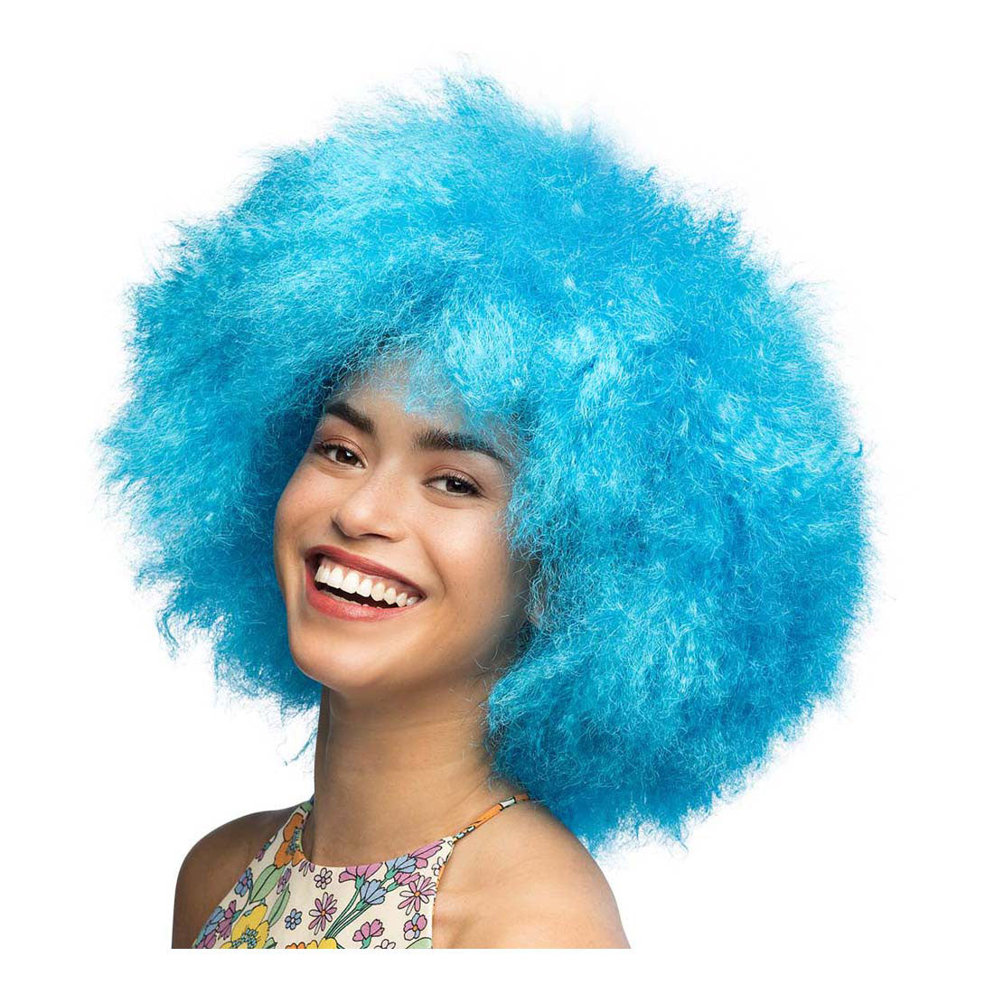 Boland pruik suiker neon blauw