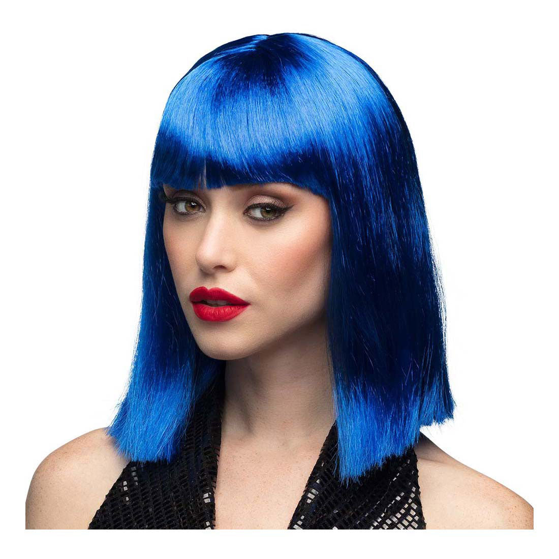 Boland pruik dans blauw