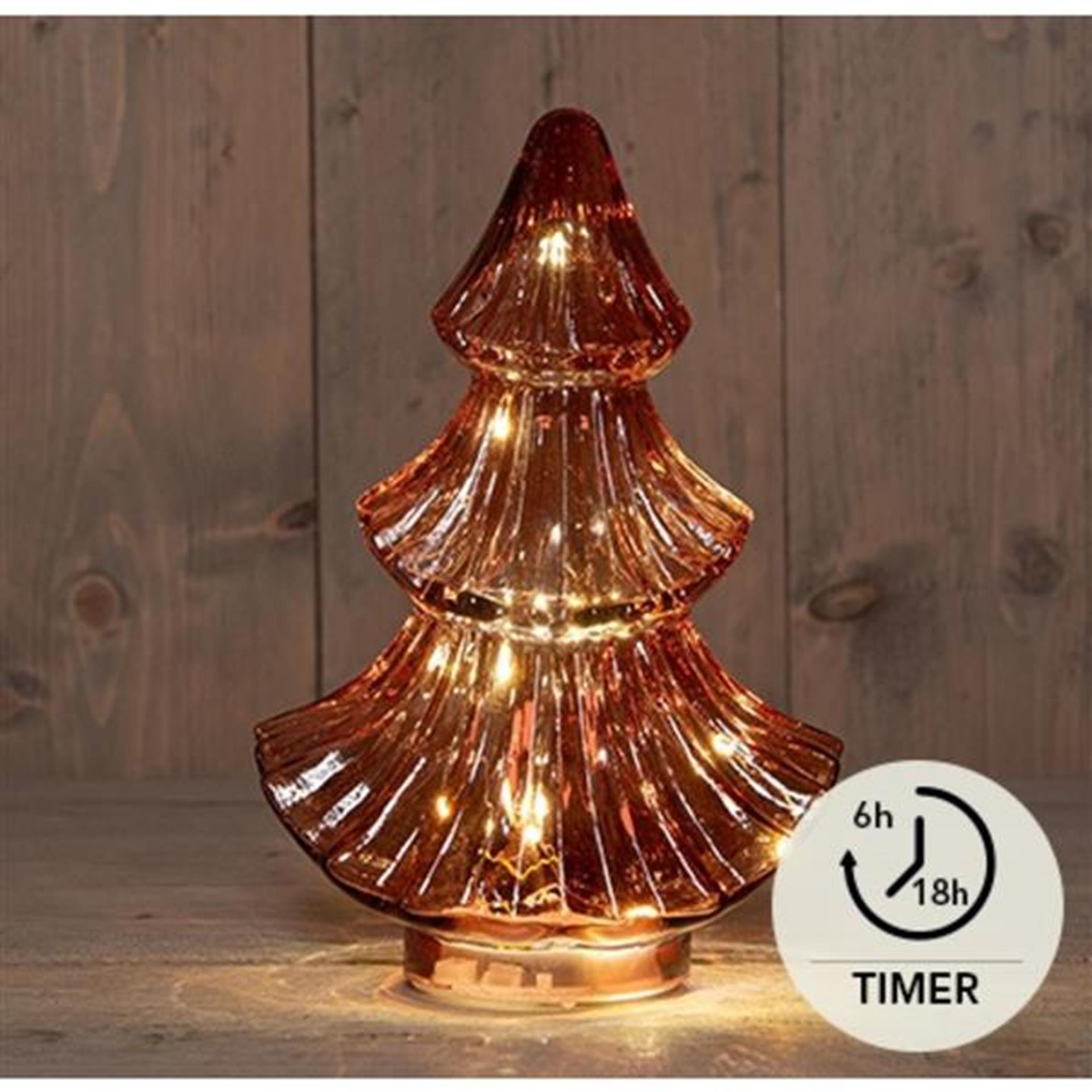 Anna's collection led kerstboompje glas bordeaux h24cm