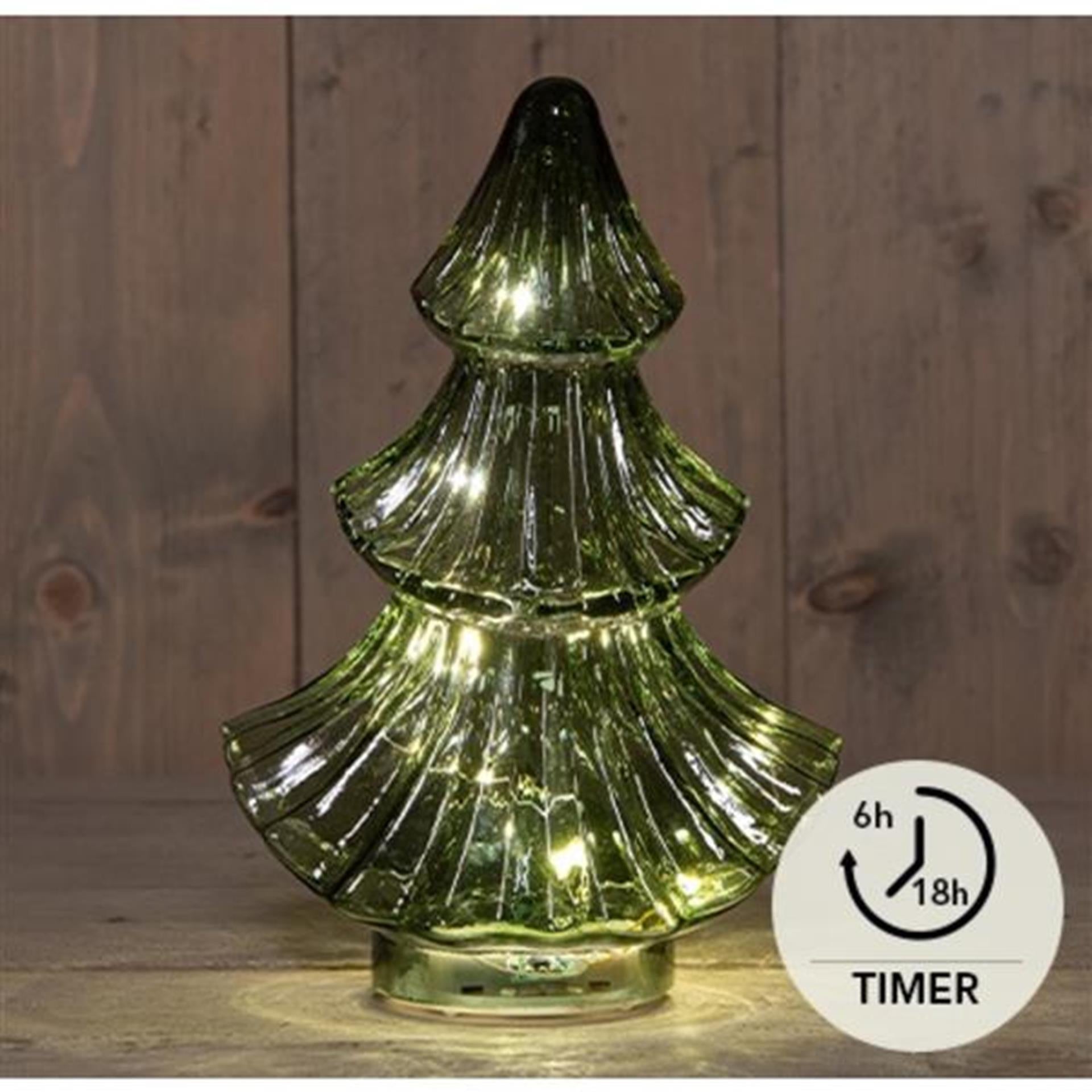 Anna's collection led kerstboompje glas groen h24cm