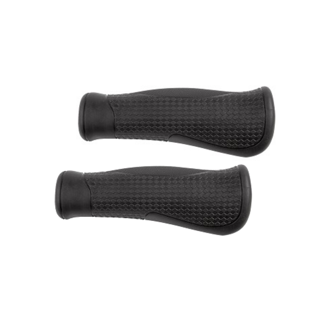 Poignées noires, anatomiques. 130 mm de long par paire