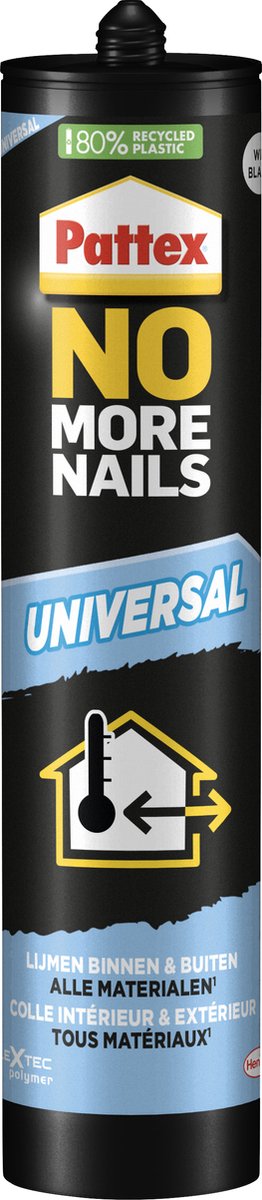 Pattex no more nails universal 480 g bouwkit | montagekit voor vast gebruik | binnenhuis buitenhuis universeel gebruik.