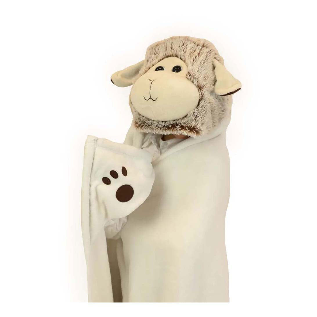 Noxxiez knuffeldeken met capuchon schaap, 130x100cm