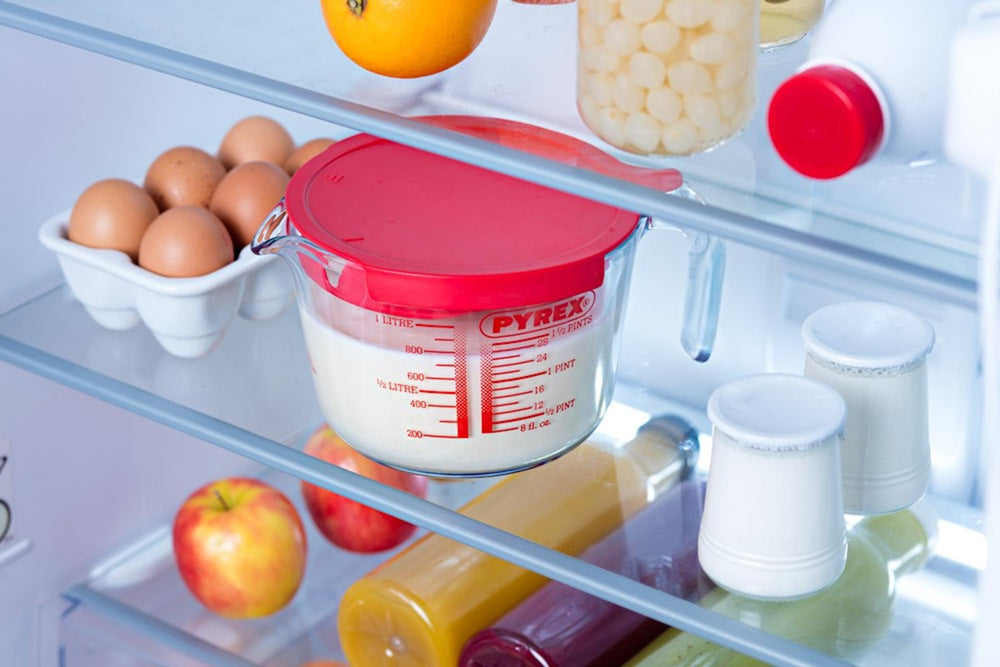 Pyrex maatbeker met deksel 1l