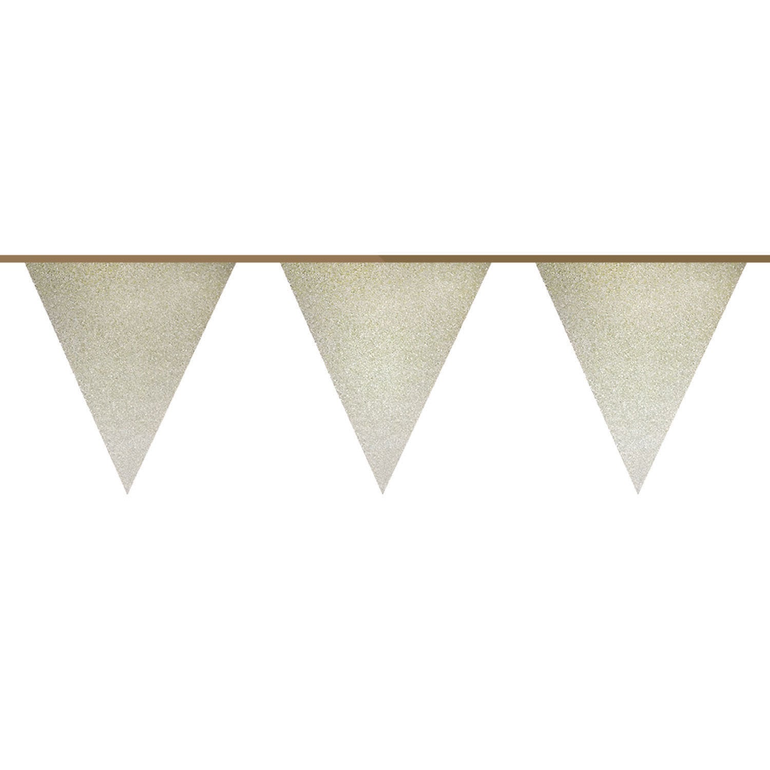 Haza witbaard vlaggenlijn goud glitter, 6mtr.