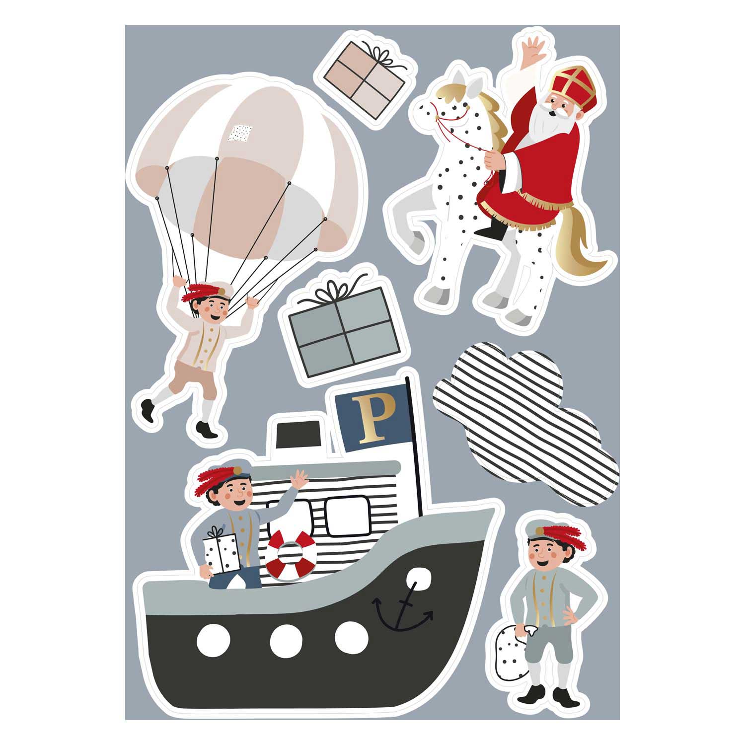 Haza witbaard raamstickers sint co.